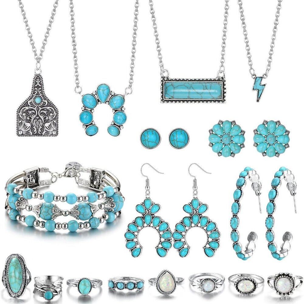 Turquoise Jewelry For Women Western Turquoise Necklace Dangle Earrings Boho Brac